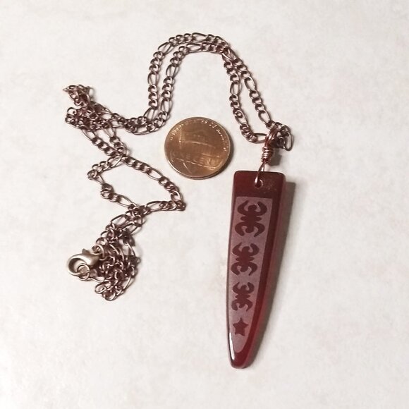 Extra Long & Slender Agate Necklace! Frosted Surface Design - Sleek + Minimalist - Picture 1 of 9